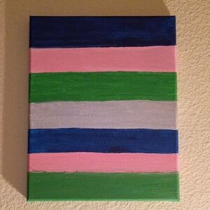 Handpainted Stripes Acrylic Painting On Canvas Wall Decor 8x10"